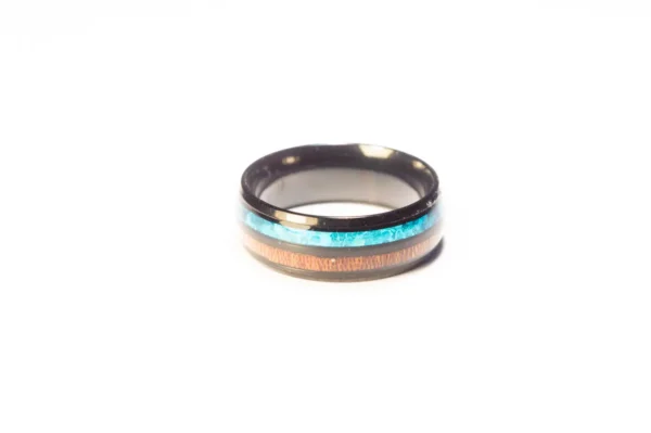 Bague en acier inoxydable noir, bleu et marron - Design moderne et élégant