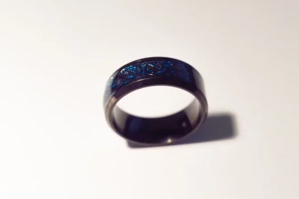 Bague Noire et Bleue en Acier Inoxydable - Design Moderne et Élégant