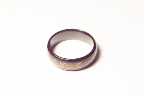 Bague Noire Symboles Marrons Acier Inoxydable Style Tribal Diamètre 3cm