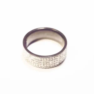 Bague Strass Blanche Élégante en Acier Inoxydable - Diamètre 2cm