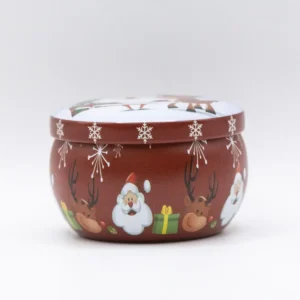 Boîte Métallique Rouge Père Noël pour Bougie Déco de Noël - 6cm de Diamètre