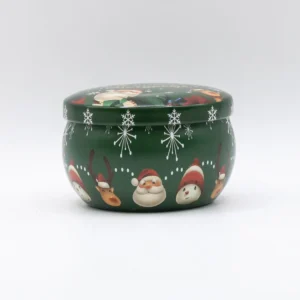 Boîte Métallique Verte "A Merry Christmas" pour Bougie de Noël