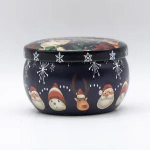 Boîte Métallique Violette "A Merry Christmas" pour Bougie de Noël