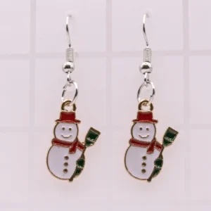 Boucles d'oreilles bonhomme de neige avec chapeau, bijou d'hiver