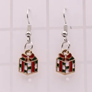 Boucles d'oreilles cadeau de Noël, pampilles festives en métal