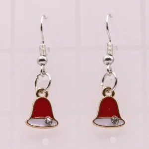 Boucles d'oreilles cloches de Noël dorées avec strass brillant