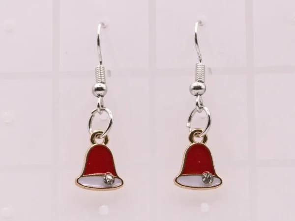 Boucles d'oreilles cloches de Noël dorées avec strass brillant