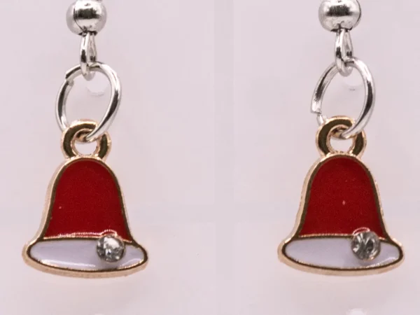 Boucles d'oreilles cloches de Noël dorées avec strass brillant