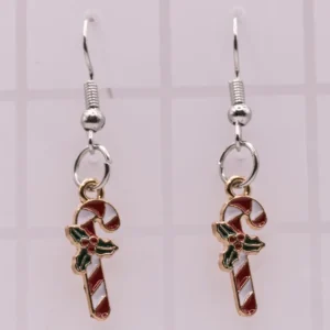 Boucles d'oreilles festives en forme de sucre d'orge de Noël