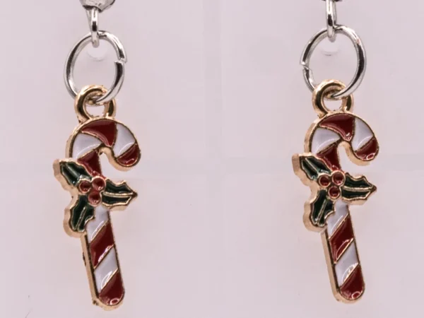 Boucles d'oreilles festives en forme de sucre d'orge de Noël