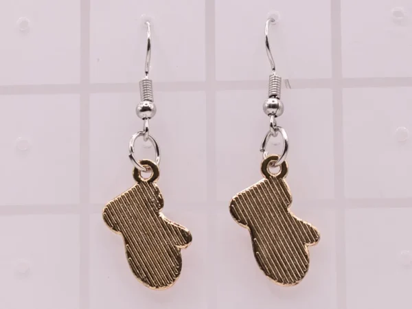 Boucles d'oreilles festives gant de Noël rouge, blanc et doré