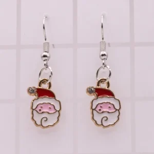 Boucles d'oreilles festives tête du Père Noël avec strass doré