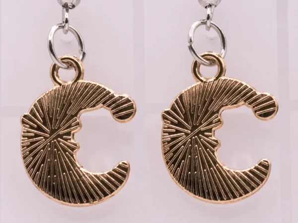Boucles d'oreilles Lune dorée avec visage souriant Père Noël