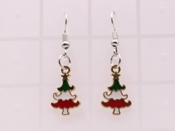 Boucles d'oreilles pendantes sapin de Noël avec étoile dorée
