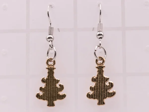 Boucles d'oreilles pendantes sapin de Noël avec étoile dorée