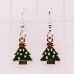 Boucles d'oreilles pendantes Sapin de Noël avec étoile dorée