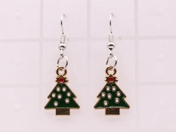 Boucles d'oreilles pendantes Sapin de Noël avec étoile dorée