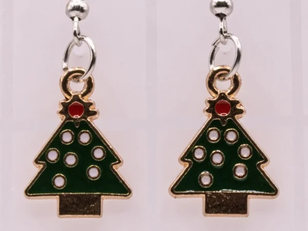 Boucles d'oreilles pendantes Sapin de Noël avec étoile dorée