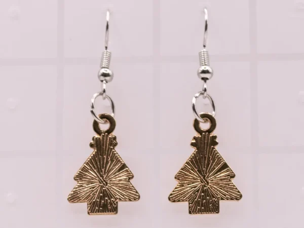 Boucles d'oreilles pendantes Sapin de Noël avec étoile dorée