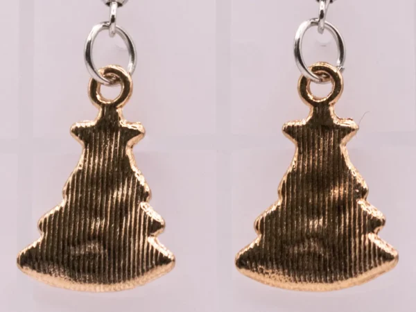 Boucles d'oreilles pendantes sapin de Noël et étoile rouge dorée