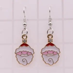 Boucles d'oreilles Père Noël en plastique avec strass scintillant
