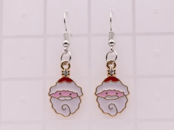 Boucles d'oreilles Père Noël en plastique avec strass scintillant