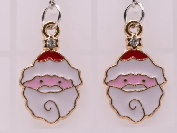 Boucles d'oreilles Père Noël en plastique avec strass scintillant