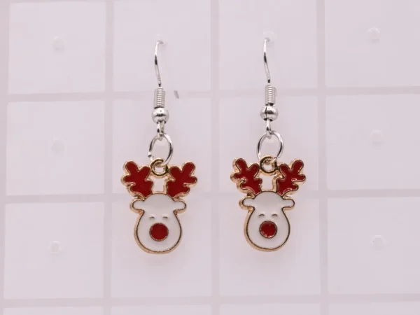 Boucles d'oreilles rondes Reine de Noël, motif festif doré