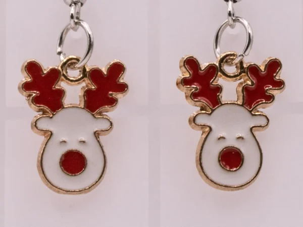 Boucles d'oreilles rondes Reine de Noël, motif festif doré