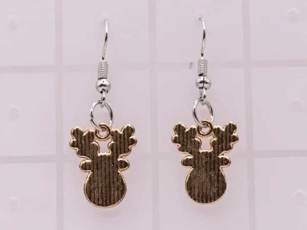 Boucles d'oreilles rondes Reine de Noël, motif festif doré
