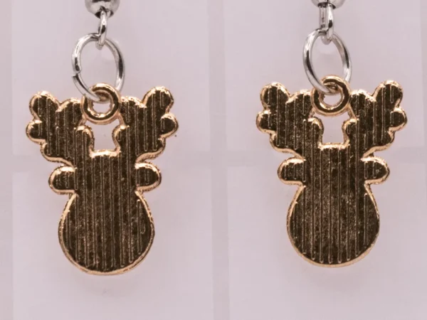 Boucles d'oreilles rondes Reine de Noël, motif festif doré