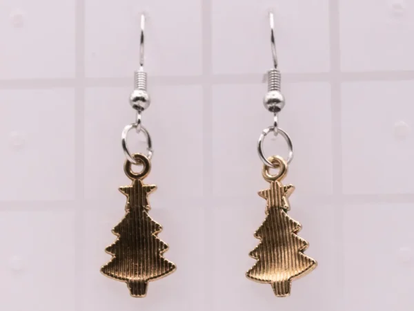 Boucles d'oreilles Sapin de Noël vert, rouge et or avec étoile