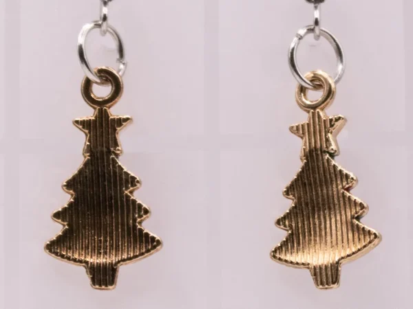 Boucles d'oreilles Sapin de Noël vert, rouge et or avec étoile