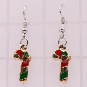 Boucles d'oreilles Sucre d'Orge de Noël, finitions dorées