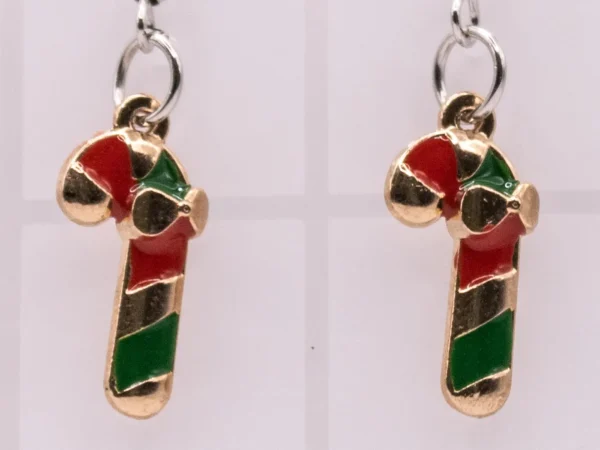 Boucles d'oreilles Sucre d'Orge de Noël, finitions dorées