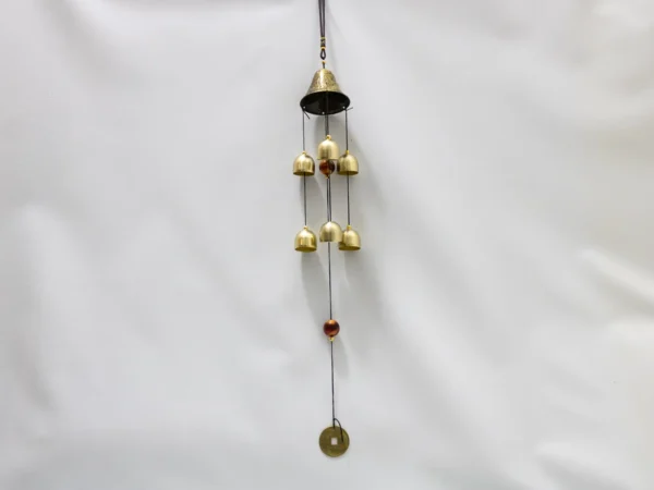 Carillon décoratif sonore à cloche et motifs asiatiques dorés