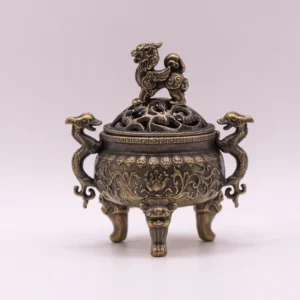 Chaudron en Laiton Décor Dragon Asiatique - Pièce Unique Dorée