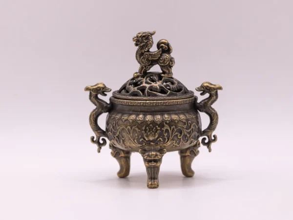 Chaudron en Laiton Décor Dragon Asiatique - Pièce Unique Dorée