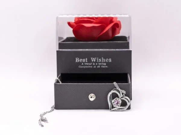 Coffret Rose Éternelle et Collier - Cadeau Romantique Intemporel
