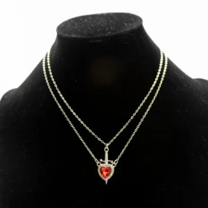Colliers Couple Épée et Cœur - Symbole d'Amour et de Protection en Cuivre et Zircon