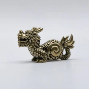 Dragon en Laiton Doré - Figurine Décorative Mythique et Scintillante