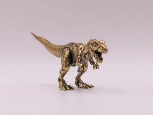 Figurine Dinosaure T-Rex en Laiton Doré - Pièce de Collection