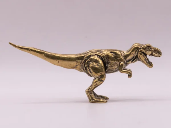 Figurine Dinosaure T-Rex en Laiton Doré - Pièce de Collection