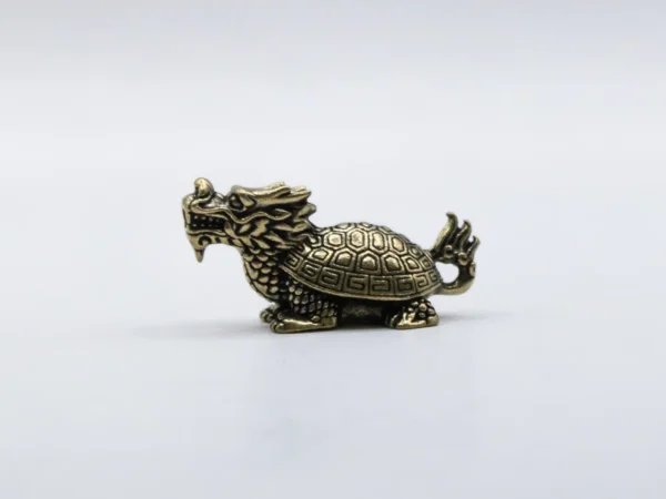 Figurine Dragon Doré en Laiton - Décoration Mythique et Scintillante