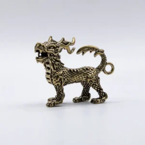Figurine Dragon Doré en Laiton - Pièce de Collection Unique et Mystique