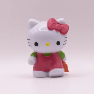 Figurine Hello Kitty Rose et Verte avec Nœud, en Plastique