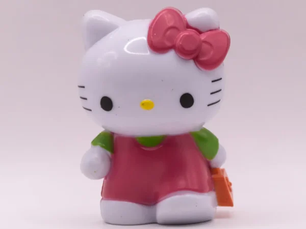 Figurine Hello Kitty Rose et Verte avec Nœud, en Plastique