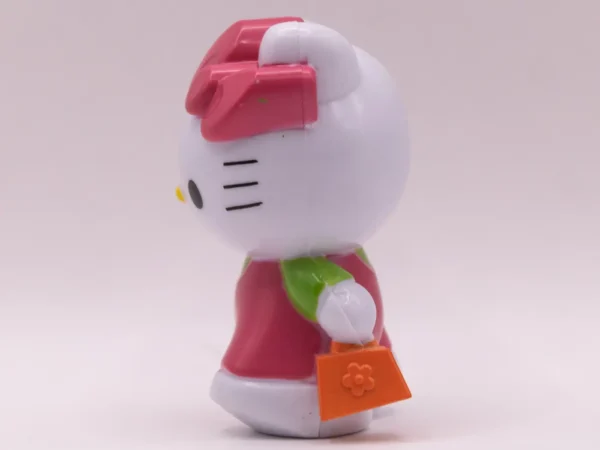 Figurine Hello Kitty Rose et Verte avec Nœud, en Plastique