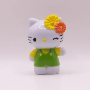 Figurine Hello Kitty Verte à Manches Fleuries Jaunes
