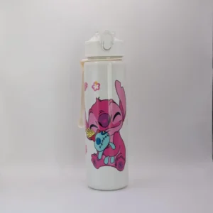 Gourde Stitch Blanche et Rose - Bouteille Durable et Adorable pour Boissons Fraîches